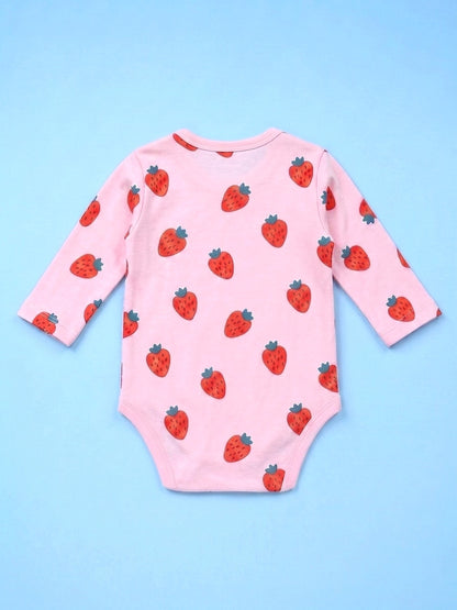 Full Sleeve Onesie Side Snap - Strawberry Print