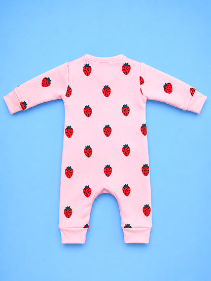 Full Body Romper Open Leg- Strawberry Print