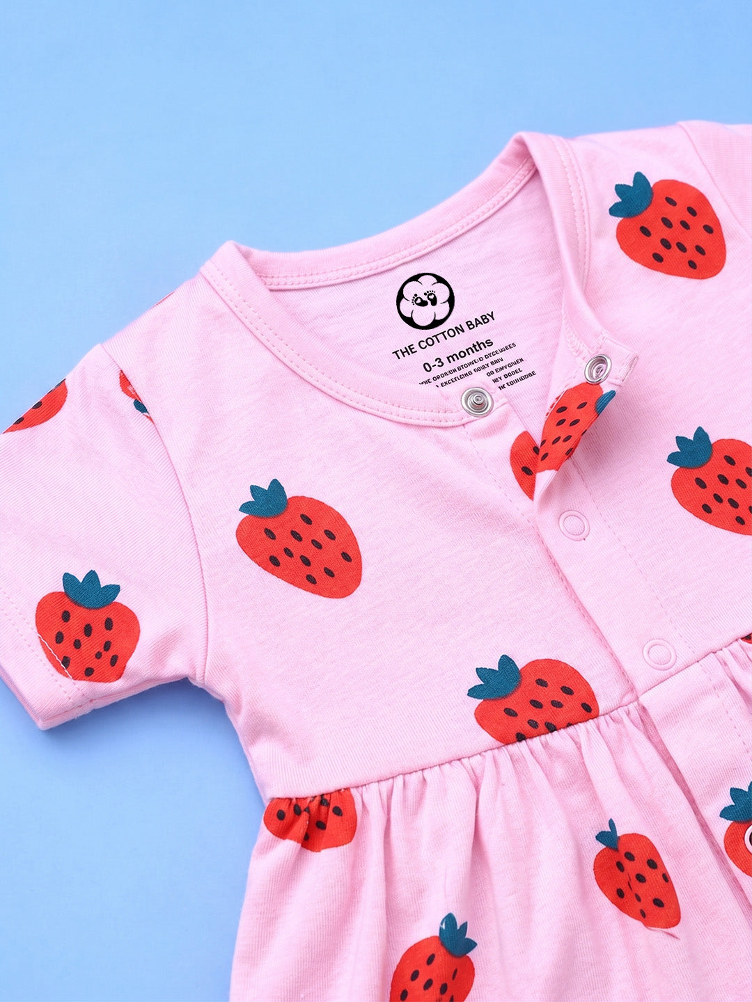 Half Sleeve Frock & Panty Set - Strawberry Print