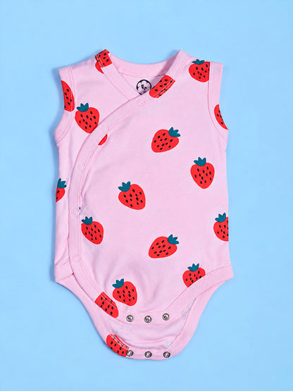Sleeve Less Onesie Side Snap - Strawberry Print