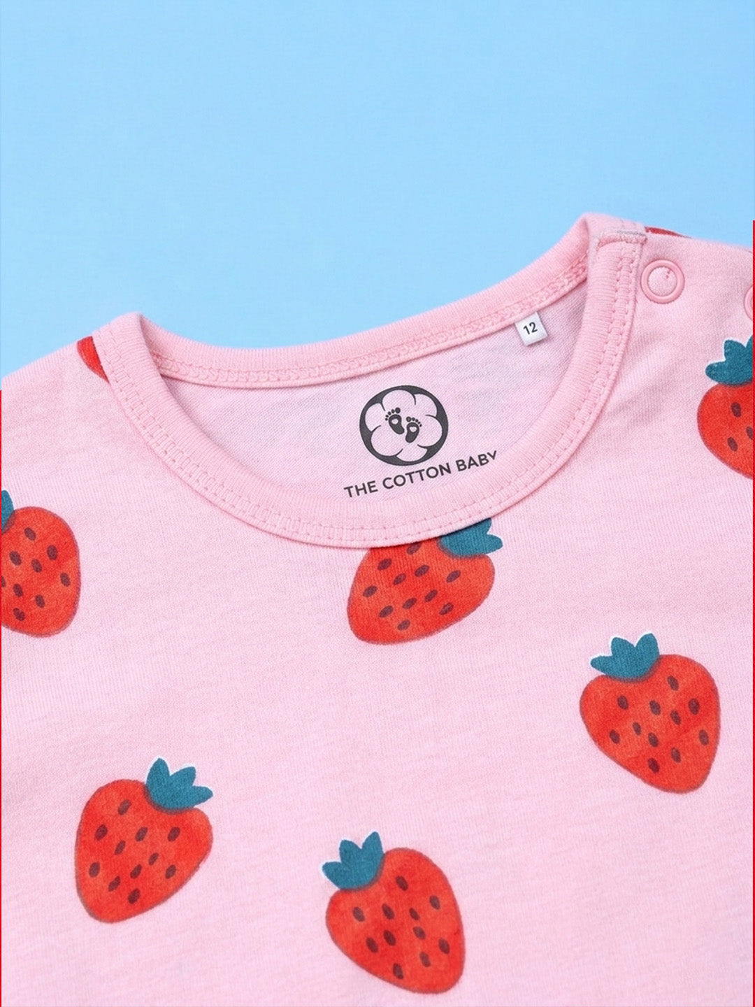 Half Sleeve Half Leg Romper - Strawberry Print
