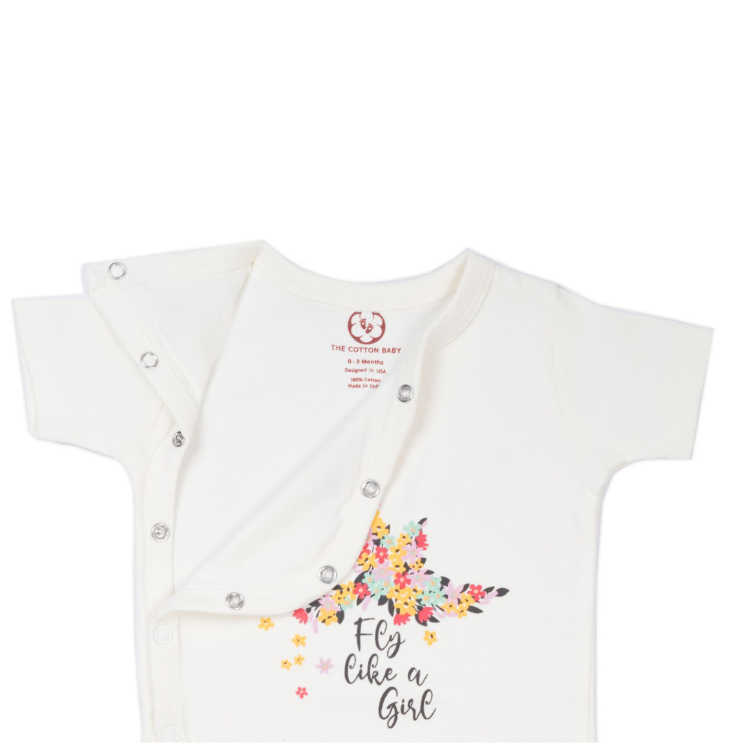 Onesie Half Sleeve - Side snap / Kimono style - Fly Like a Girl
