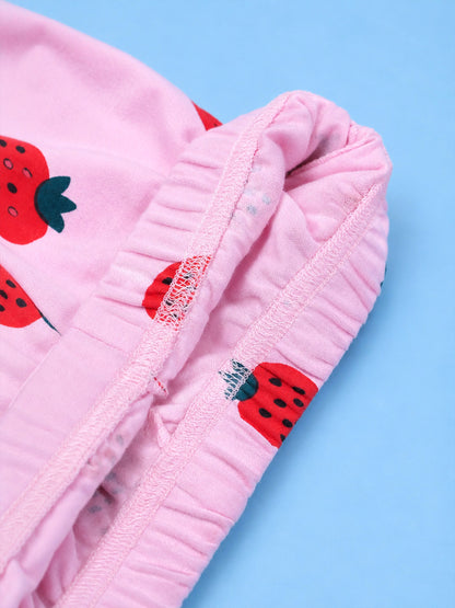 Half Sleeve T-Shirt & Shorts Set - Strawberry Print