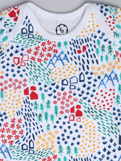 Nature Print Pure Cotton Half Sleeve Onesie