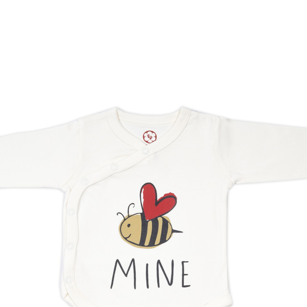 Onesie Full Sleeve - Side snap/Kimono style - Be Mine