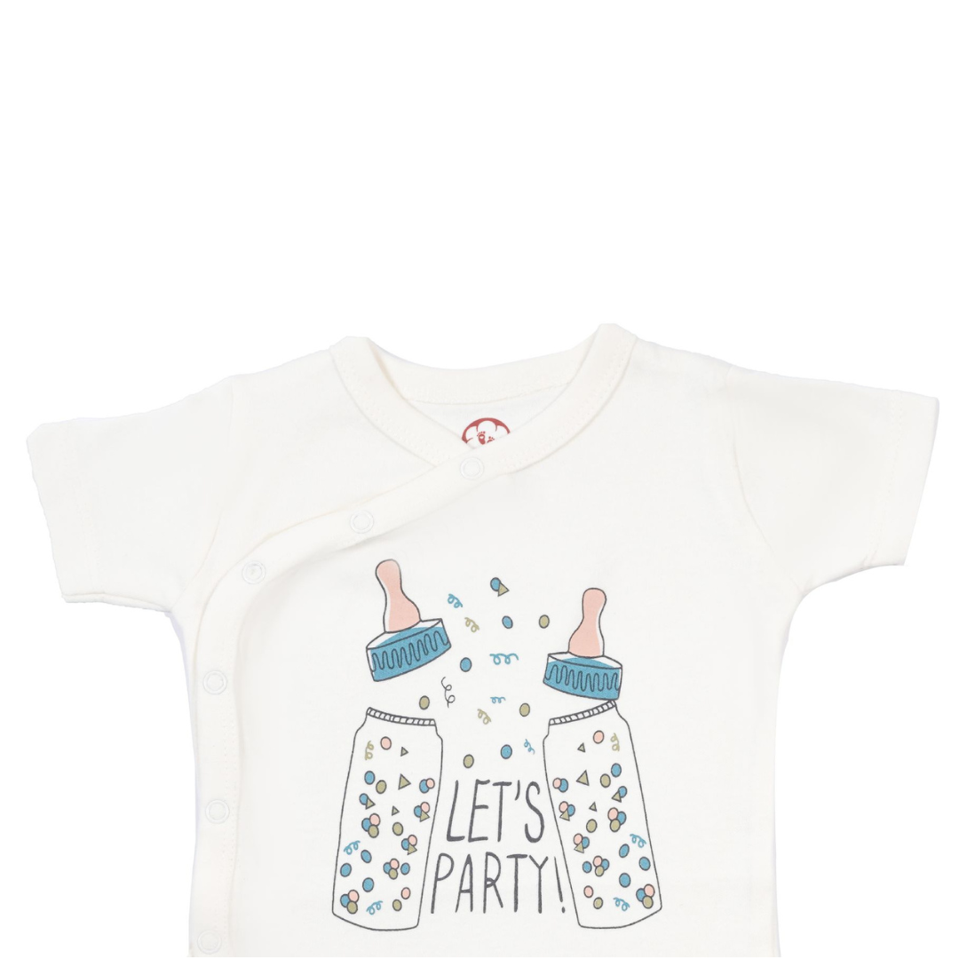 Onesie Half Sleeve - Side snap / Kimono style - Lets Party
