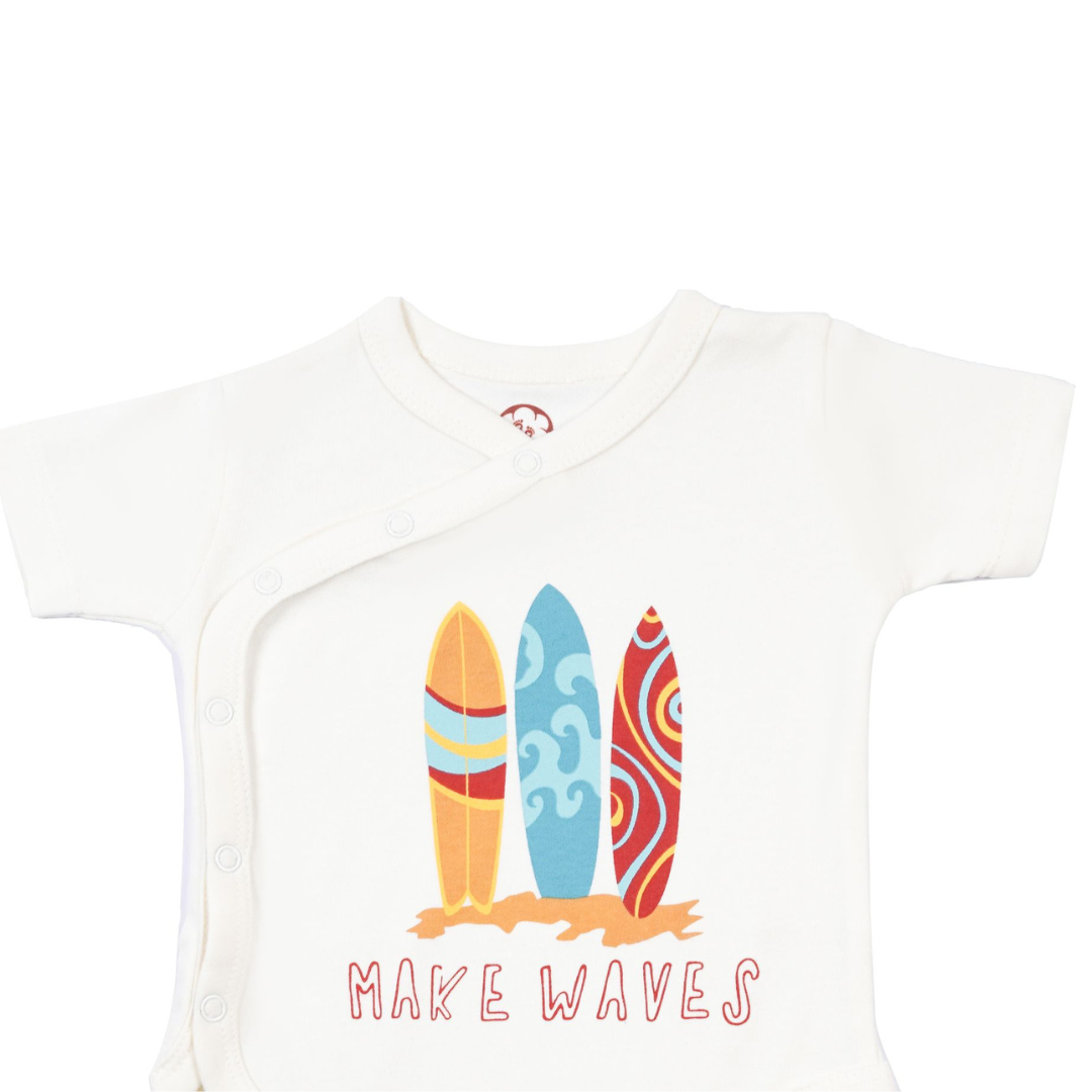 Onesie Half Sleeve - Side snap / Kimono style - Make Wave