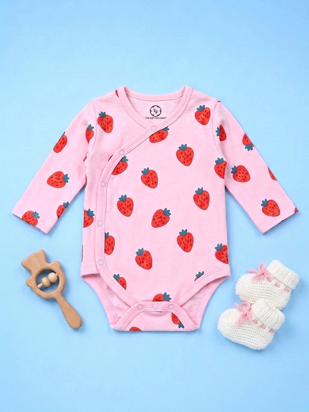 Full Sleeve Onesie Side Snap - Strawberry Print