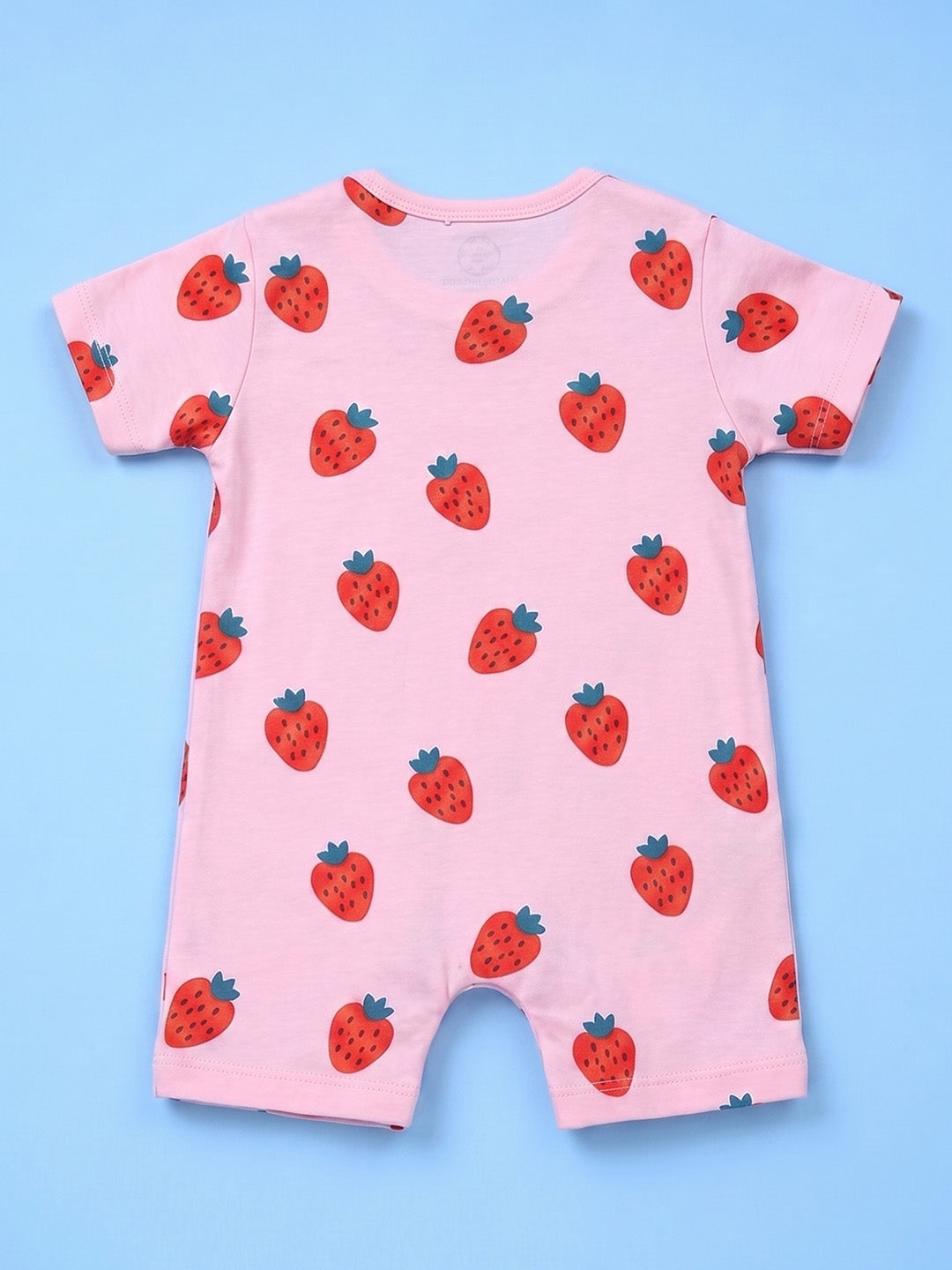 Half Sleeve Half Leg Romper - Strawberry Print