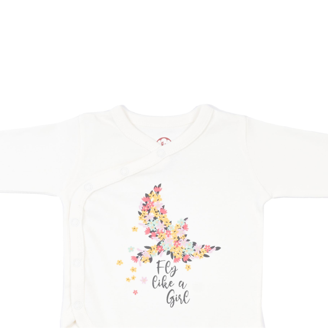 Onesie Full Sleeve - Side snap/Kimono style - Fly Like a Girl