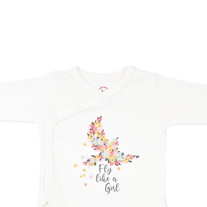 Onesie Full Sleeve - Side snap/Kimono style - Fly Like a Girl