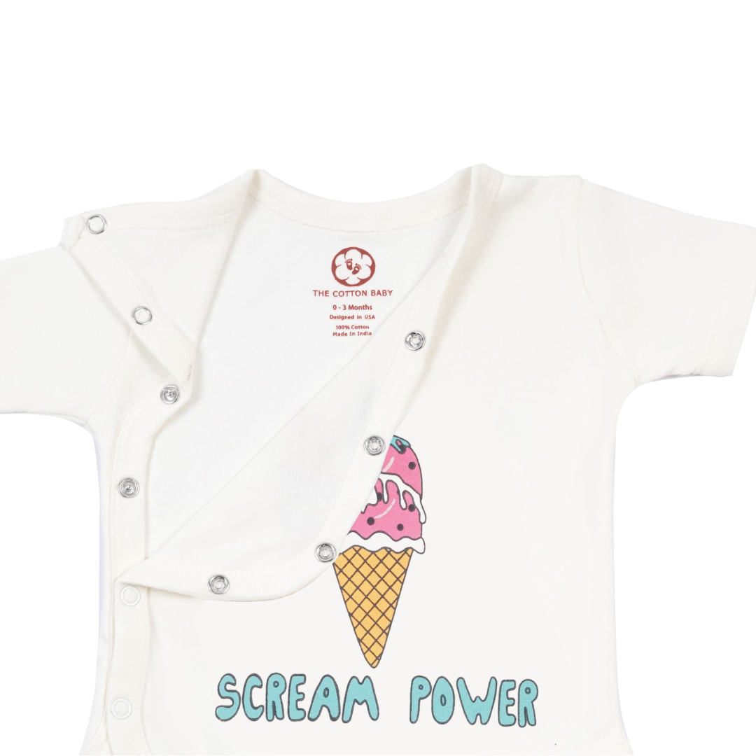 Onesie Half Sleeve - Side snap / Kimono style - Ice Cream
