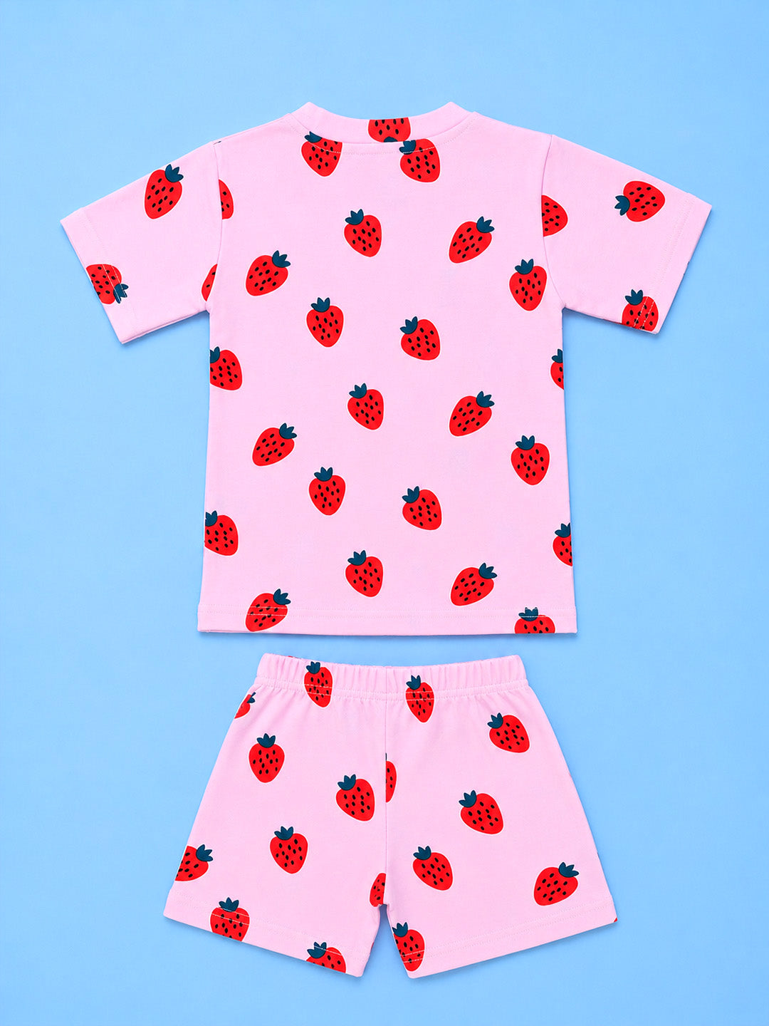Half Sleeve T-Shirt & Shorts Set - Strawberry Print