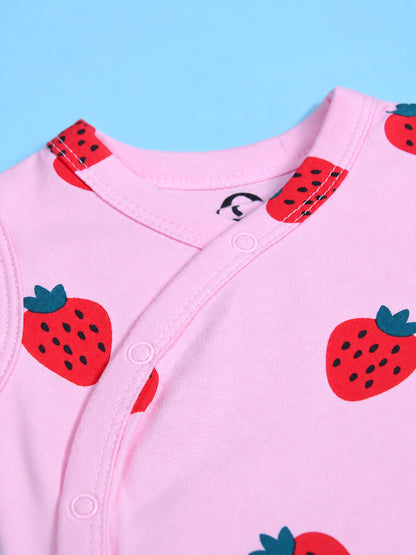 Sleeve Less Onesie Side Snap - Strawberry Print