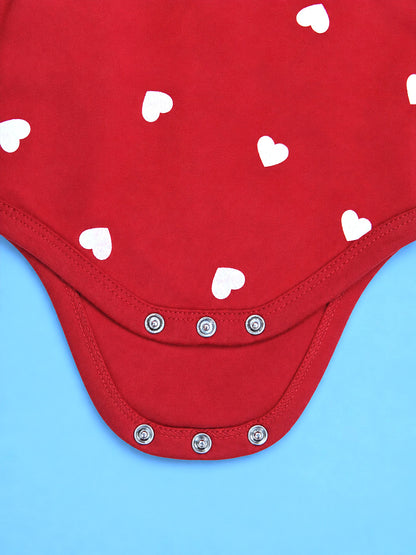 Sleeve Less Onesie - Red White Heart Print