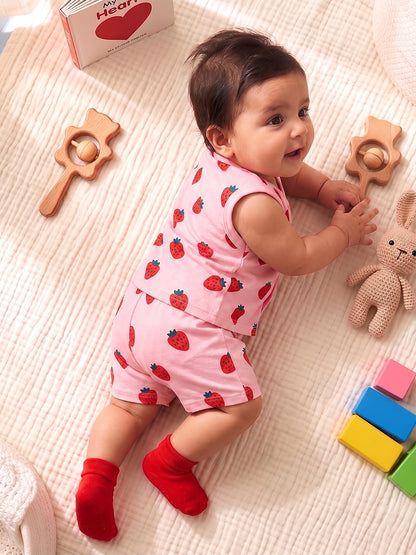Sleeve Less Jabla & Shorts - Strawberry Print