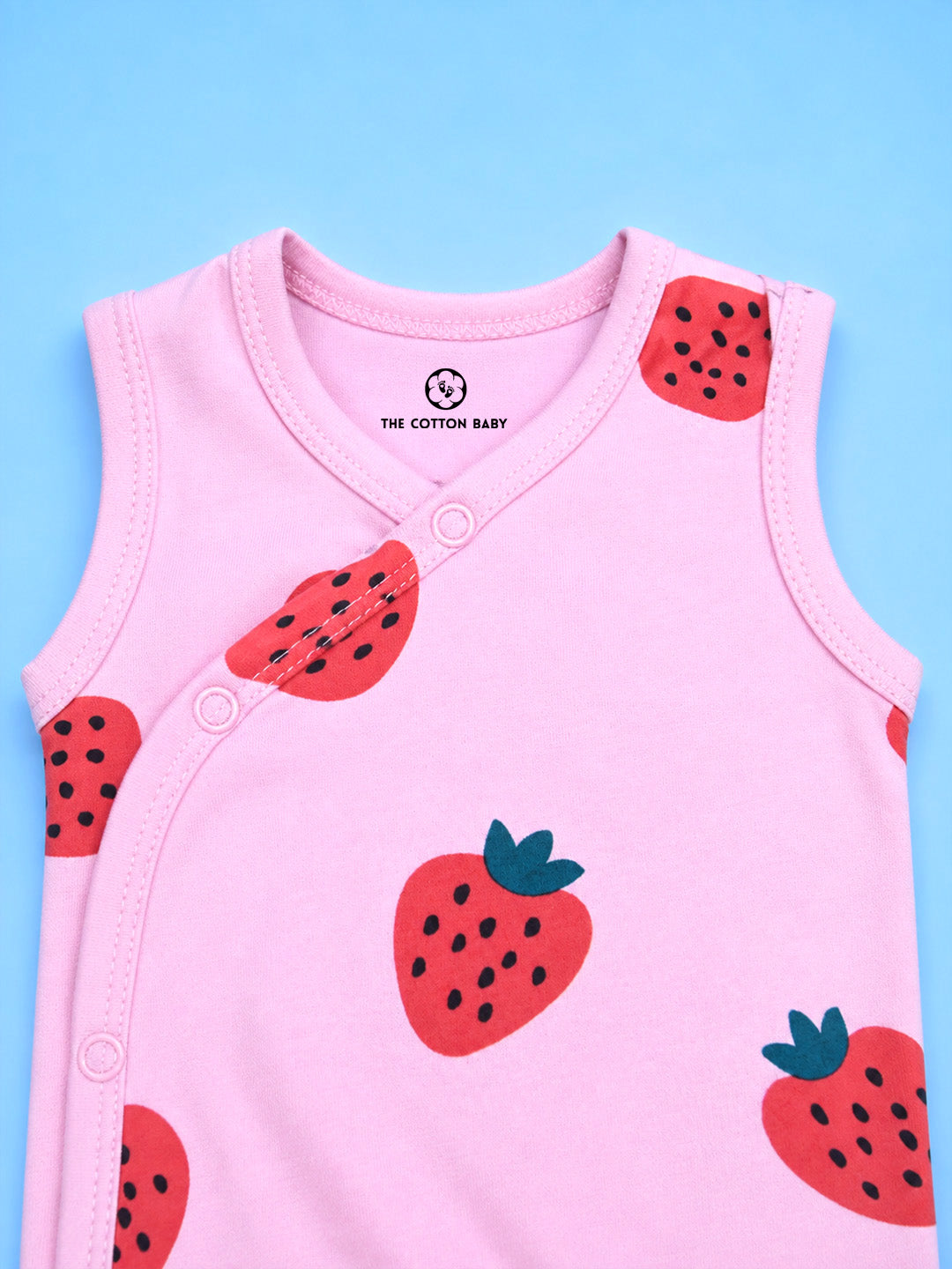 Sleeve Less Onesie Side Snap - Strawberry Print