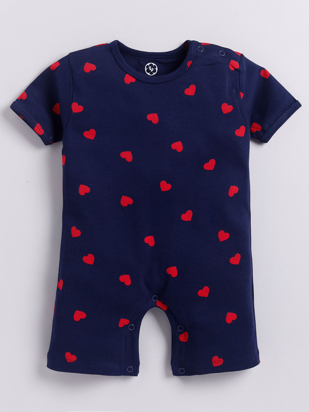 Red Heart Print Half Sleeve Half Leg Romper