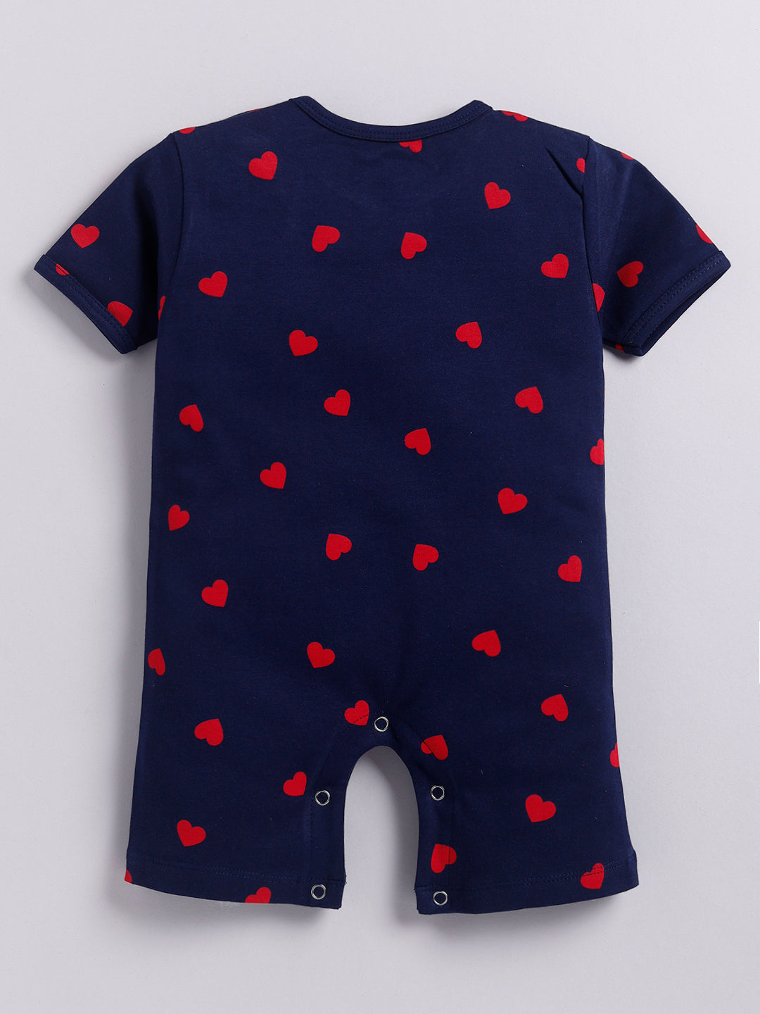 Red Heart Print Half Sleeve Half Leg Romper