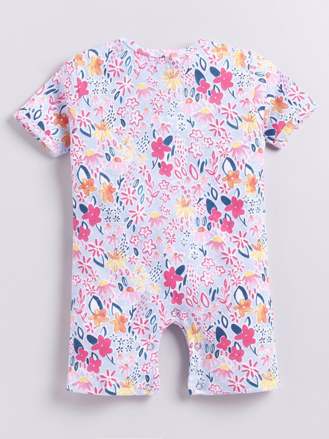 Flower Print Half Sleeve Half Leg Romper
