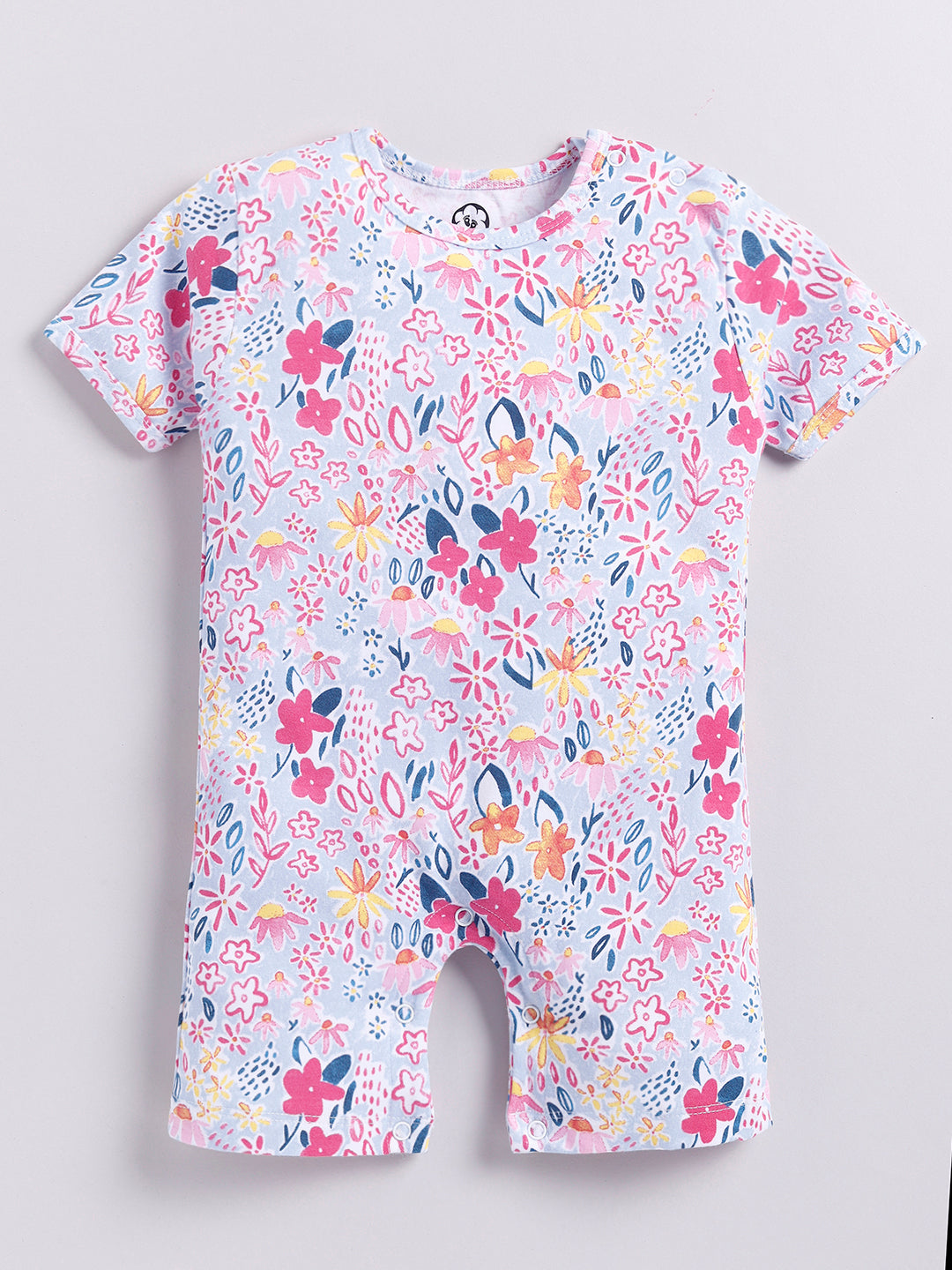 Flower Print Half Sleeve Half Leg Romper