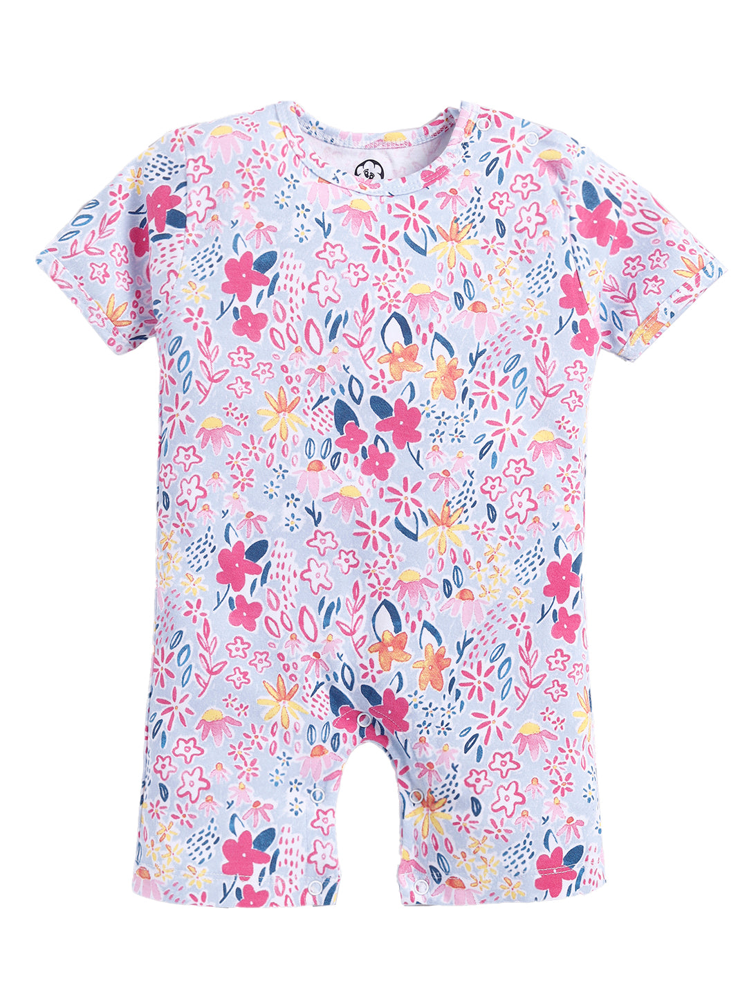 Flower Print Half Sleeve Half Leg Romper