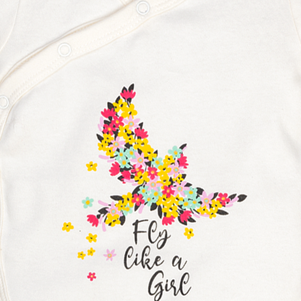 Onesie Full Sleeve - Side snap/Kimono style - Fly Like a Girl