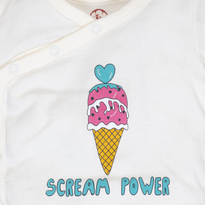 Onesie Full Sleeve - Side snap/Kimono style - Ice Cream