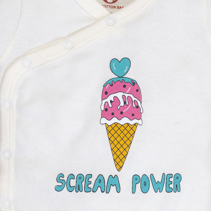 Onesie Half Sleeve - Side snap / Kimono style - Ice Cream
